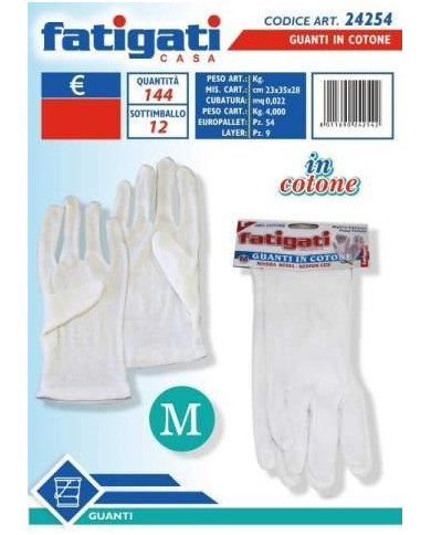 GUANTO IN COTONE MISURA MEDIA M