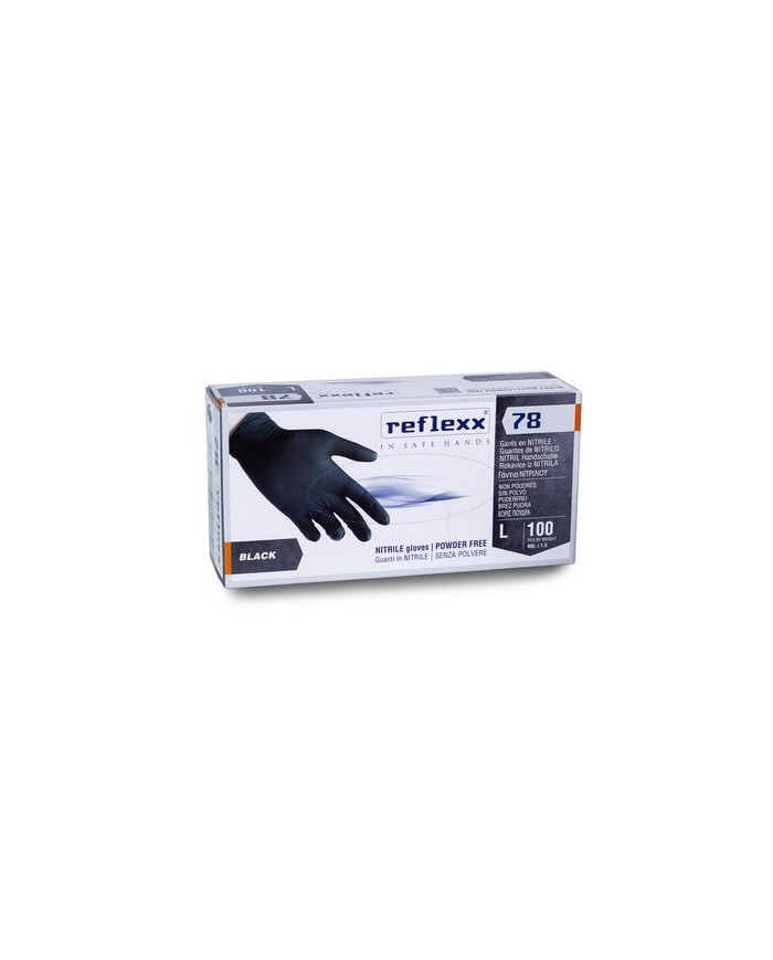 GUANTI NITRILE NERO L 100 PEZZI REFLEX 78