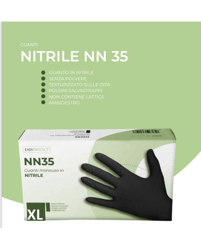 NN35 GUANTI NITRILE NERO XL 100PZ.